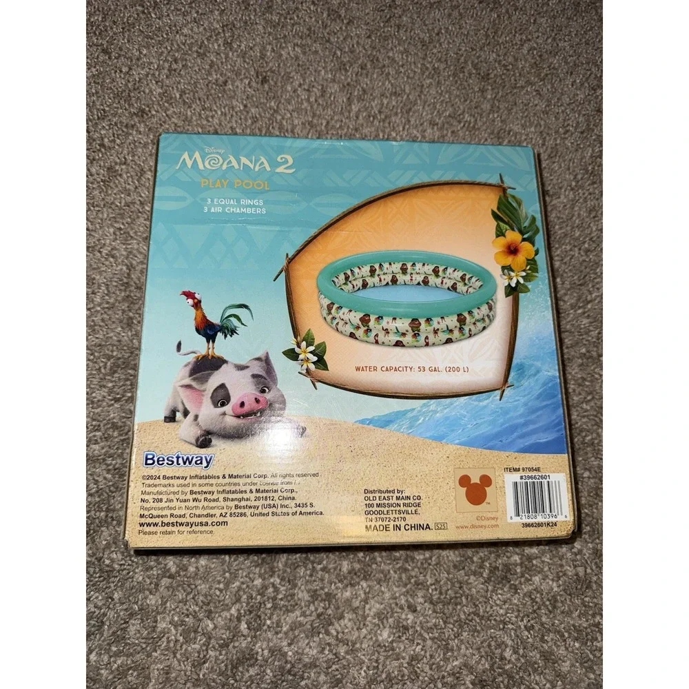 New Disney Moana 2 Kiddie Pool 48 Inch Inflatable 3 Ring Outdoor‎ Summer Pool